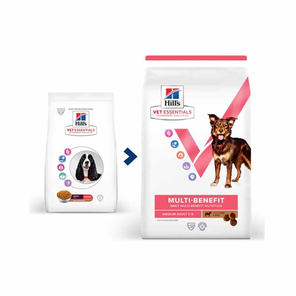 Hill's Vet Essentials Multi Benefit Kuzulu ve Pirinçli Orta Irk Yetişkin Köpek Maması 10kg